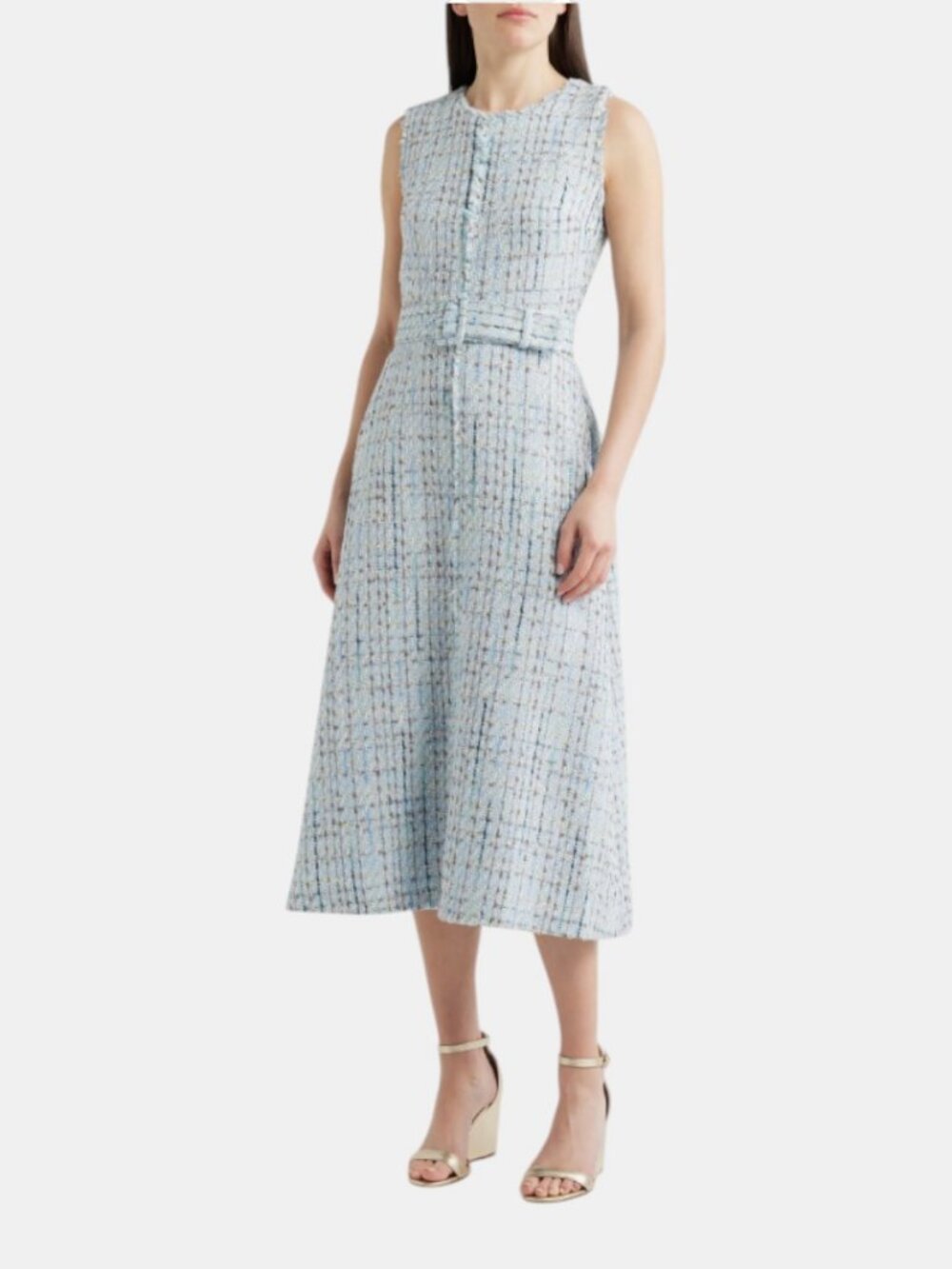 ANNE KLEIN CENTER SEAM TWEED MIDI DRESS NWT SIZE 14